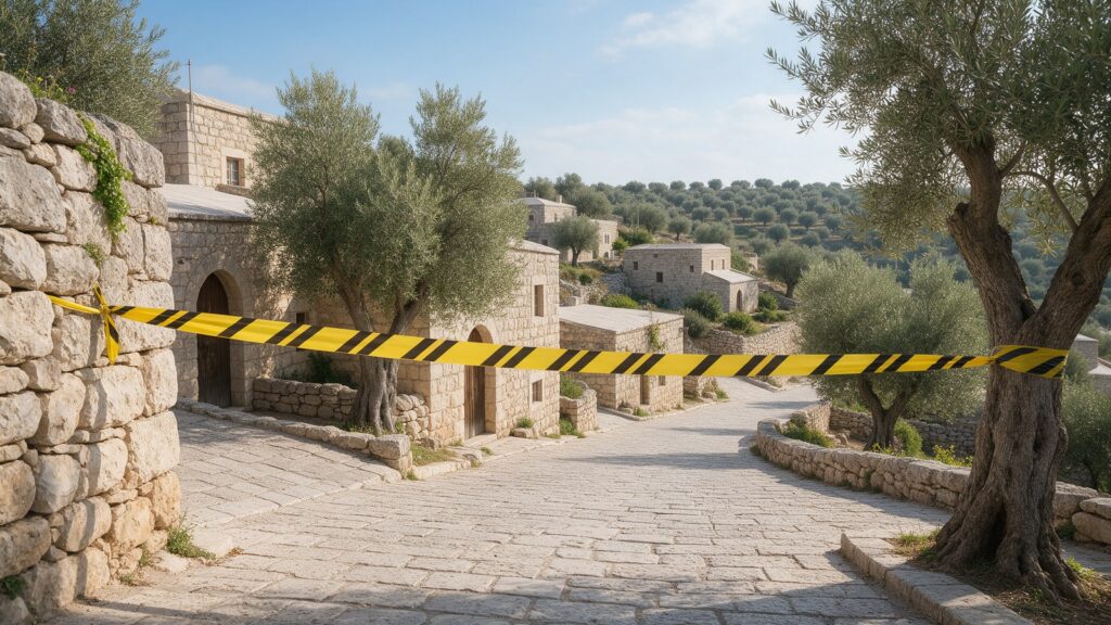 סרט סימון משטרתי ברחוב כפרי בגליל, תמונה להמחשה